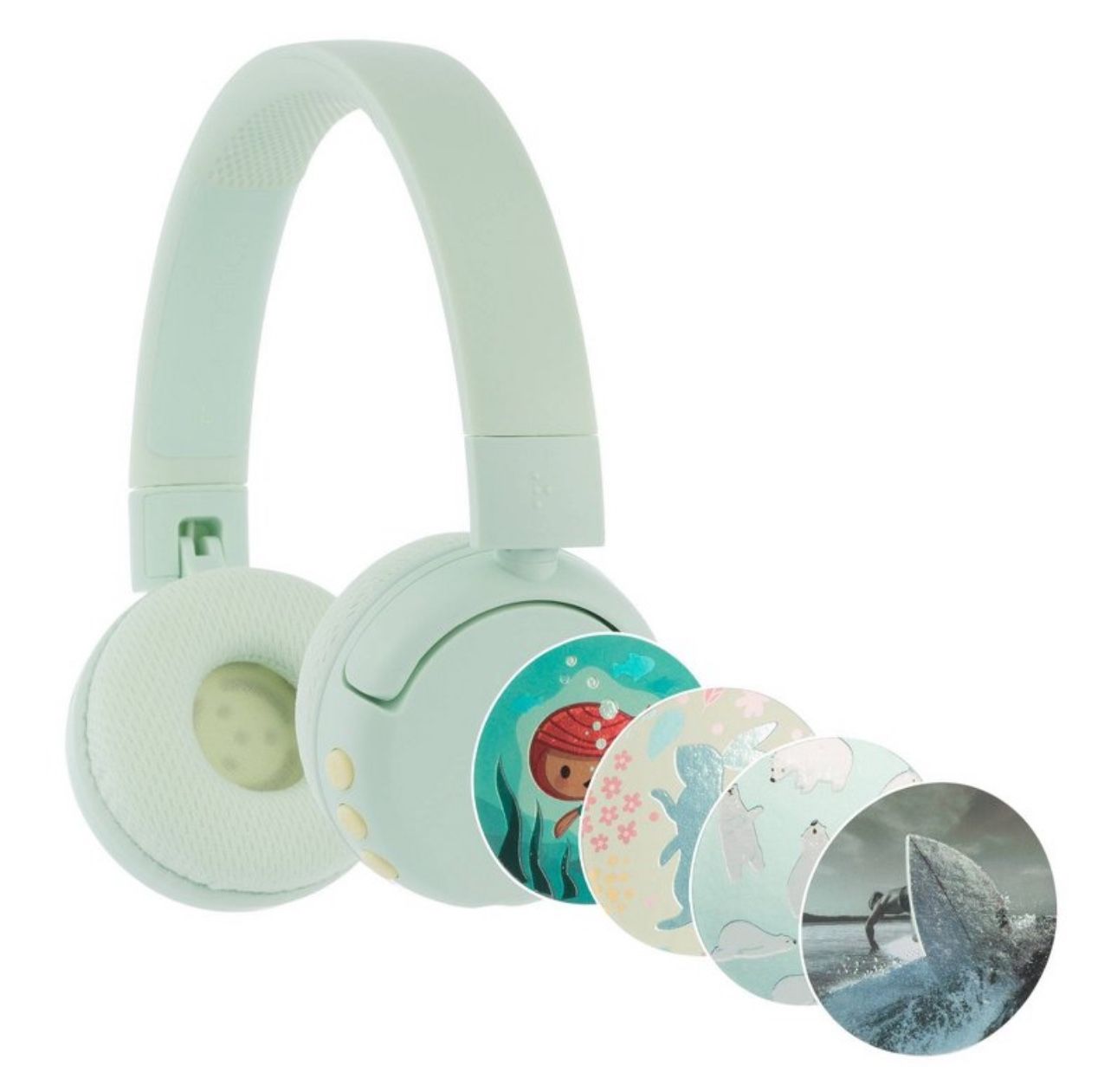 🔥NEW🔥 BuddyPhones POP Fun Foldable Bluetooth Wireless Kids Headphones + Mic - Green