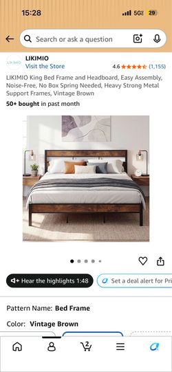 LIKIMIO King Bed Frame, with Headboard, Heavy Strong Metal Support Frames