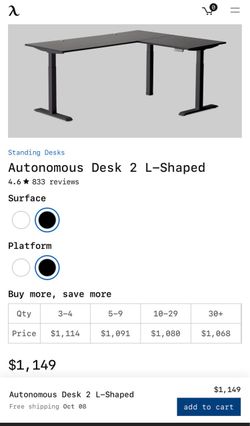 L-Shape standing adjustable desk