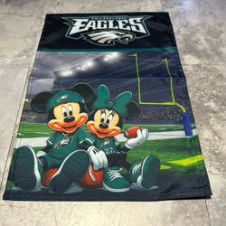 Philadelphia Eagles Mickey & Minnie Mouse Yard Flag 12 X 18 2 Sided. 