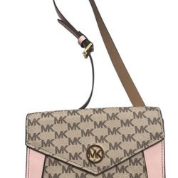 Michael Kors Fanny Pack Belt Bag Women Pink/Tan Adjustable New No Tags 7.5x5”