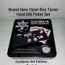 Brand New Open Box Texas Hold EM Poker Set & Collectors Tin (Is Complete Nothing Missing)