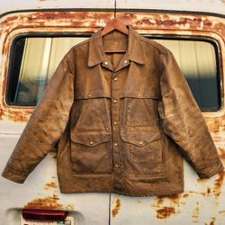 Filson Jacket Tinned Canvas Mackinaw Waxed Vintage Tan Large
