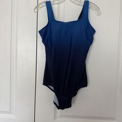 Lands' End Gradient Blue One Piece Swimsuit Size 8DD