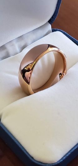 Mens Rose Gold Colored Tungsten Wedding Band, Ring Size 7, 8, 9, 10, 11, 12 & 13