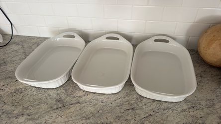 White Ceramic Baking Dishes Set of 3