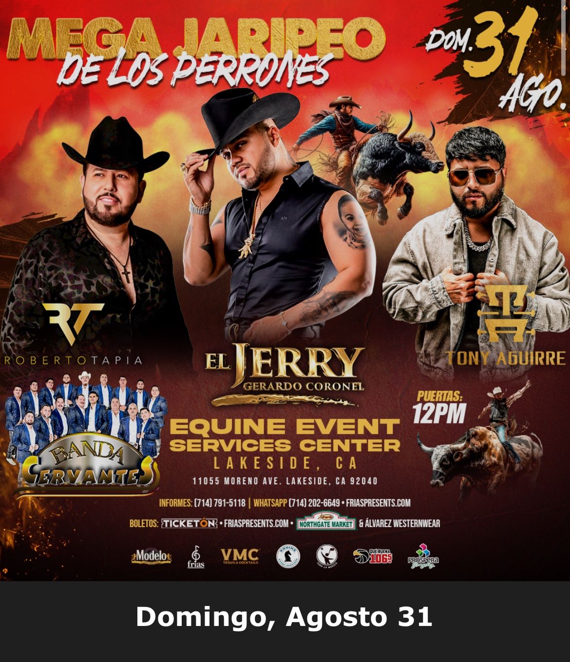 Jaripeo, Roberto Tapia, El Jerry, Tony Aguirre Y Más