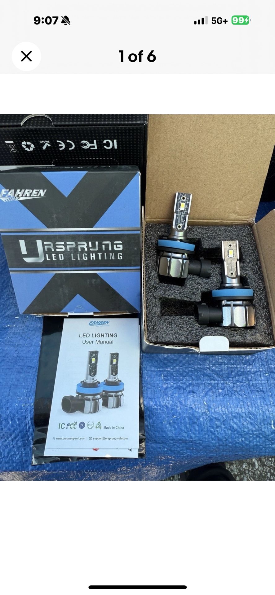 Fahren Unsprung H11 Fog Light Bulbs 80W 8000LM 6500K Cool White Super Bright (2)