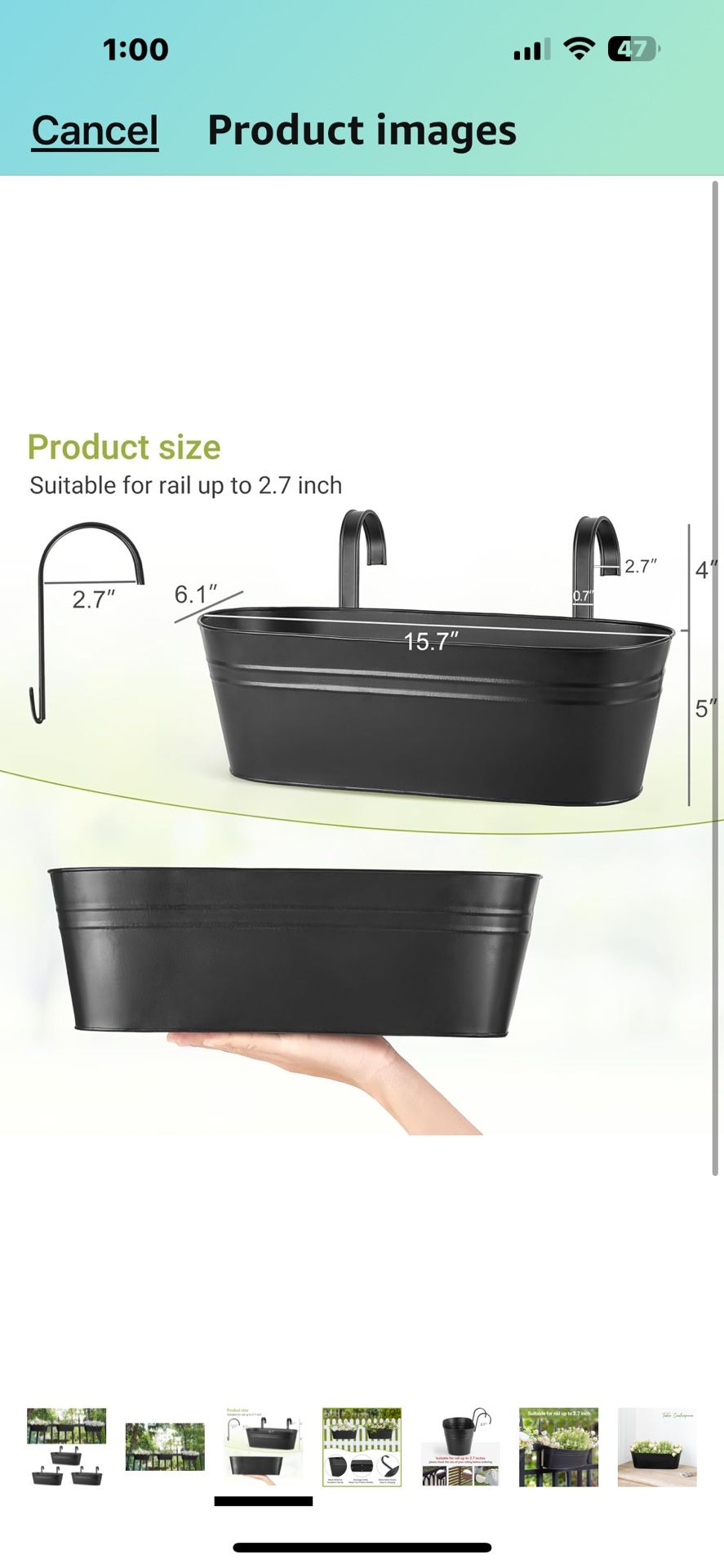 Dahey 3 Pcs Metal Hanging Flower Pots for Railing Fence Outdoor Planter 15.7 Inch Hanging Bucket Pots Countryside Window Flower Plant Holder with Deta