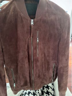 Allsaints Oxblood Suede  bomber jacket  MEDIUM