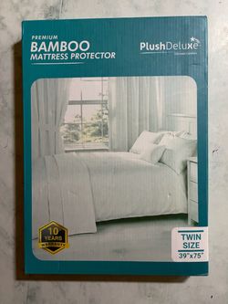 PlushDeluxe Premium Bamboo Mattress Protector Twin 39 x 75, 10 Year Warranty