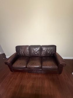 Brown leather couch