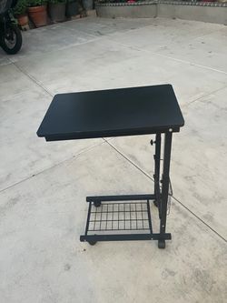 Black Adjustable Rolling Laptop Desk Cart