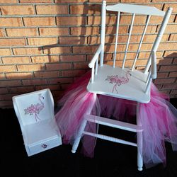 Child’s Kids Tall High Chair Unique W Tutu Flamingo Princess