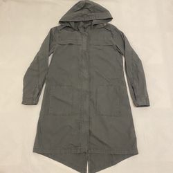 Forever 21 Grey Hooded Longline Full Zip Parka Jacket Women’s Size M