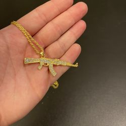 AK-47 Gun Necklace Gold
