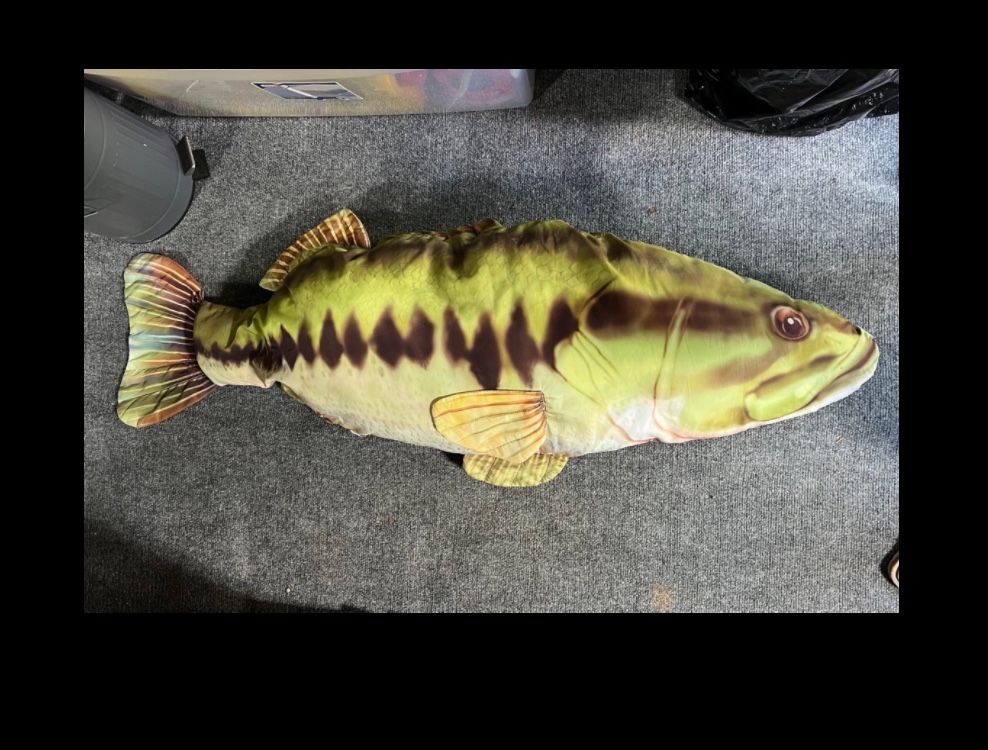 Vintage Tree House Kids Giant Bass Fish Plush 48" Stuffed Animal Fishing