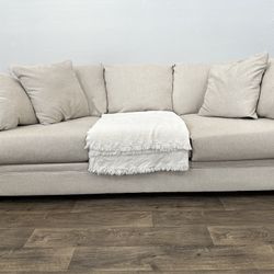 Sand Color Plush 100” Couch For Sale