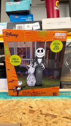 Disney Gemmy Jack Skellington & Zero 6 Ft Airblown Nightmare Before Christmas