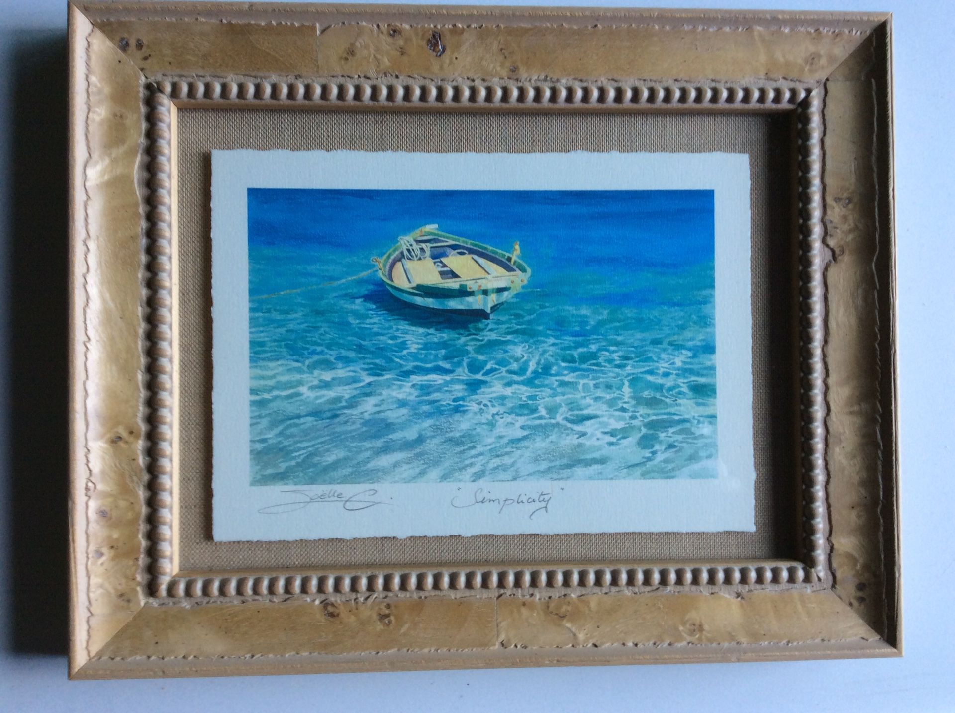 Print of serene boat in water