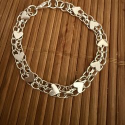 925 SS.  Heart Charm Bracelet
