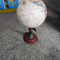 World Globe Wooden Base  15" H. Pickup Only Cash 