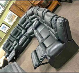 Brand New Ashley Black Leather Reclining Sectional