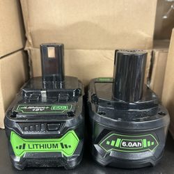 Lithium 18V 6 A Battery Replacement For Ryobi 2 Pack 