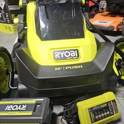 RYOBI 40V HP BRUSHLESS 20"IN PUSH LAWN MOWER KIT BATTERY AND CHARGER 