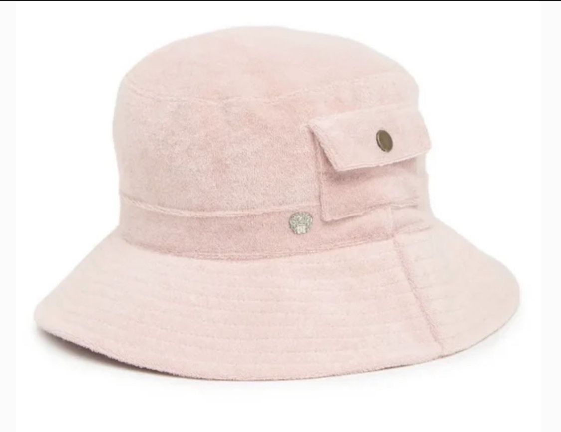 Vince Camuto Terry Light Pink Pocket Lined Bucket Hat