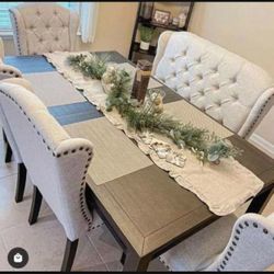 Ashley Jeanette Black-Linen Dining Room Set |Same Day Delivery 🚚 Special Price 