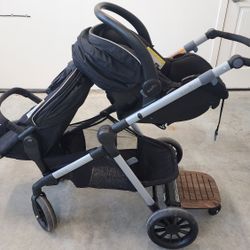 Evenflo Double Stroller, Carseat, And Two Bases