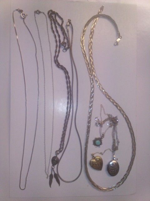 GOLD and SILVER lot Necklace Pendant 12K STERLING vintage Charm Native Turquoise Coin 925