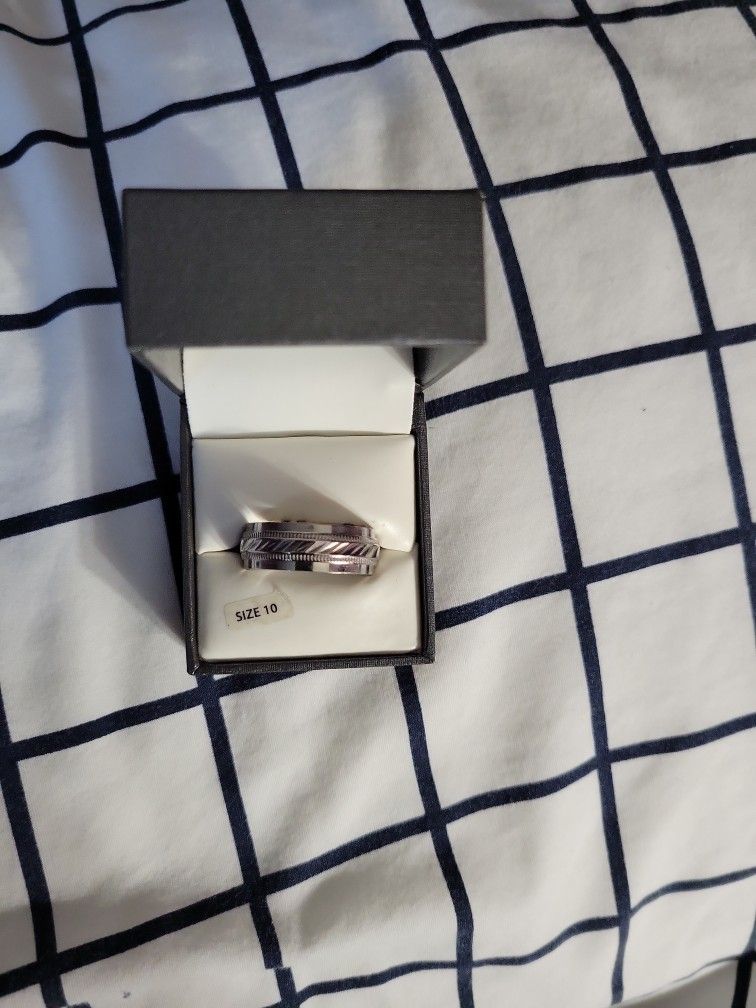 Diamond Cut Wedding Band Size 10 Comfort Fit New Stainless Steel