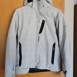 Columbia Omni-Tech Titanium Plaid Winter Ski Snow Parka Jacket Womens L