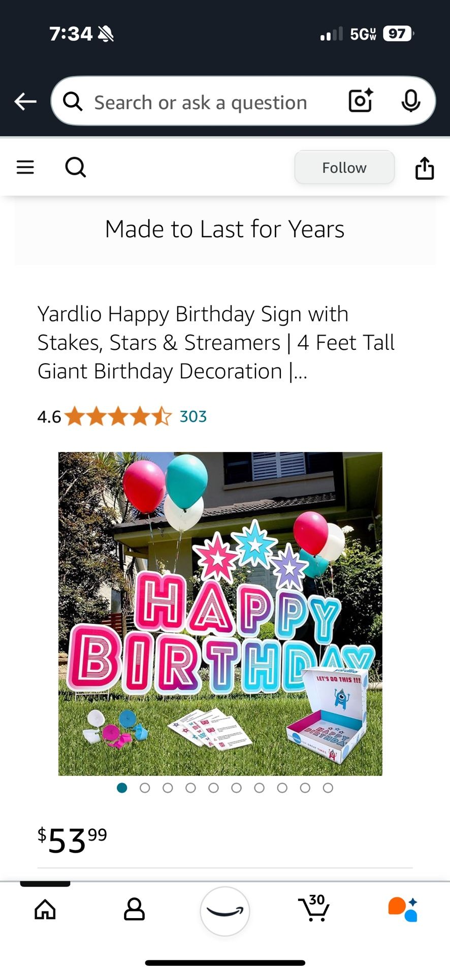 Yardlio Happy Birthday Yard Sign