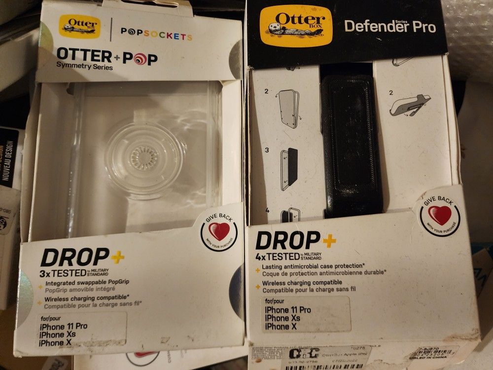 2 otterbox cases 1 defender pro 1 otterpop case iPhone 11pro xs or x