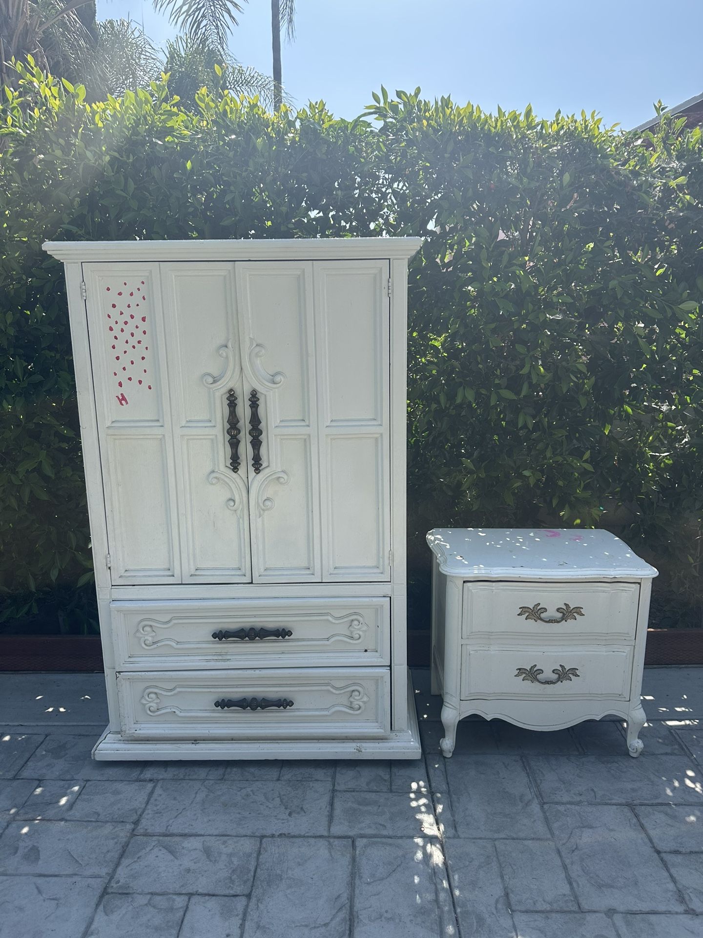 White dresser and Side Table