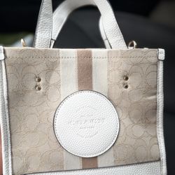Women’s White And Cream Beige Coach Tote 