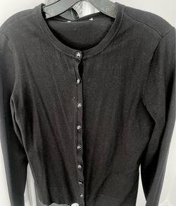 Black Button-Front Knit Cardigan