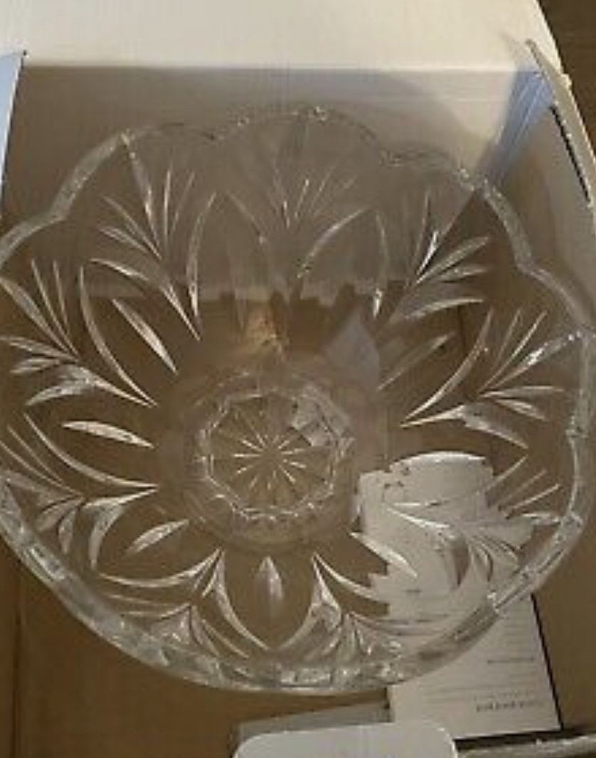 Marquis Waterford Poland Large Crystal Fruit Punch Bowl Salad Bowl Open Box New