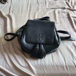 Genuine Tory Burch Thea Pebbled Leather Tassel Backpack