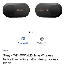 Sony WF1000XM3 Noise Canceling Wireless Earbuds Black