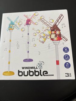 Windmill Bubble Machine for Kids, Summer Pool Party Bubble Blower with Lights & Music, 51" Adjustable Height, 130ml Tank, Bubble Solution Included, Ou