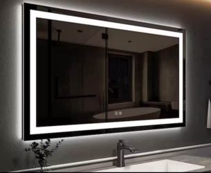 HOMEIBRO 24 in. W x 32 in. H Rectangular Frameless LED Light with 3-Color and Anti-Fog Wall Mounted Bathroom Vanity Mirror