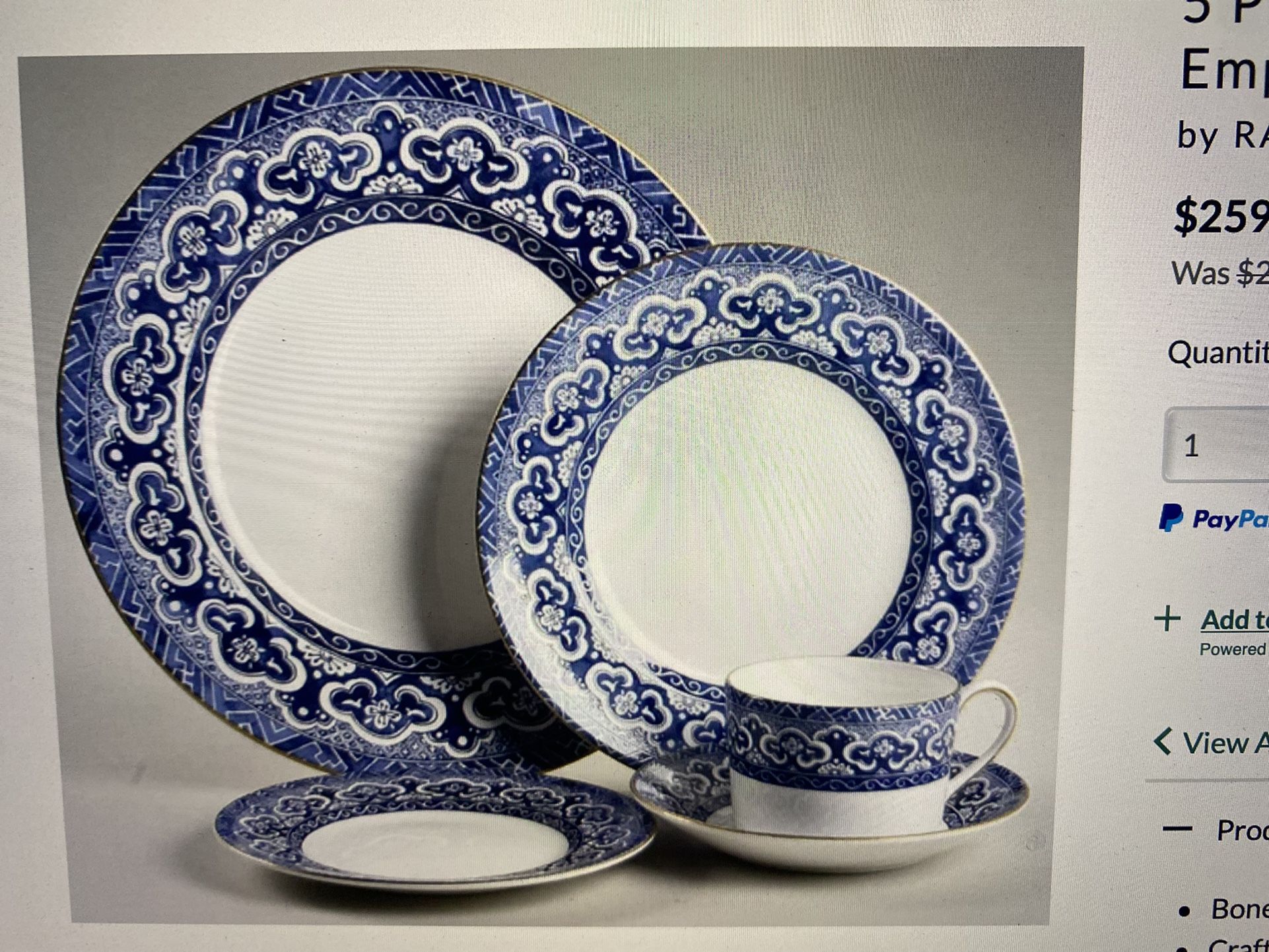 Ralph Lauren vintage Bone China 8 Settings With Accessories