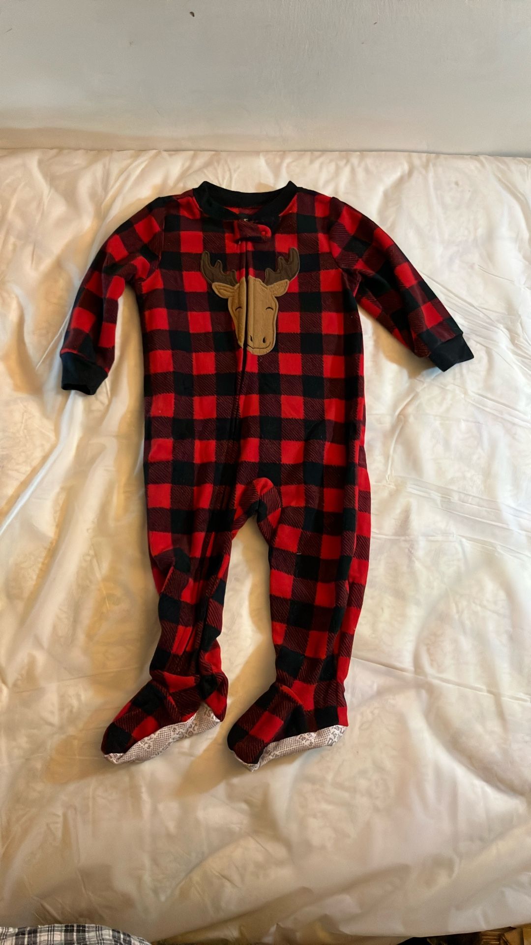 Baby Size 12m Fleece Footed Pj Pajamas W Moose