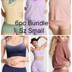 Victoria’s Secret Pink 6pc bundle bike shorts, shorts, tank tops pink, lilac, blue, yellow sz Small