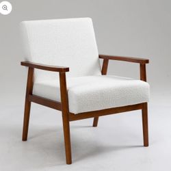 Merakii Solid wood upholstered armchair - Boucle white