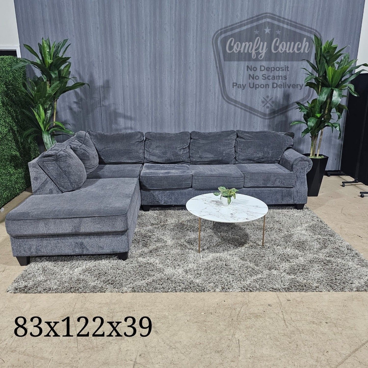 🛋️ Charcoal Sectional Sofa (Delivery Available!! )